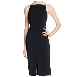 KEEPSAKE Black Sleeveless‎ Midi Sheath Dress with Slit